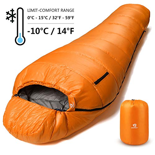 32℉/0℃ Extreme 3-4 Season Warm & Cool Weather Adult Sleeping Bags Large Lightweight Bessport Sleeping Bag Winter Waterproof for Camping Hiking Backpacking